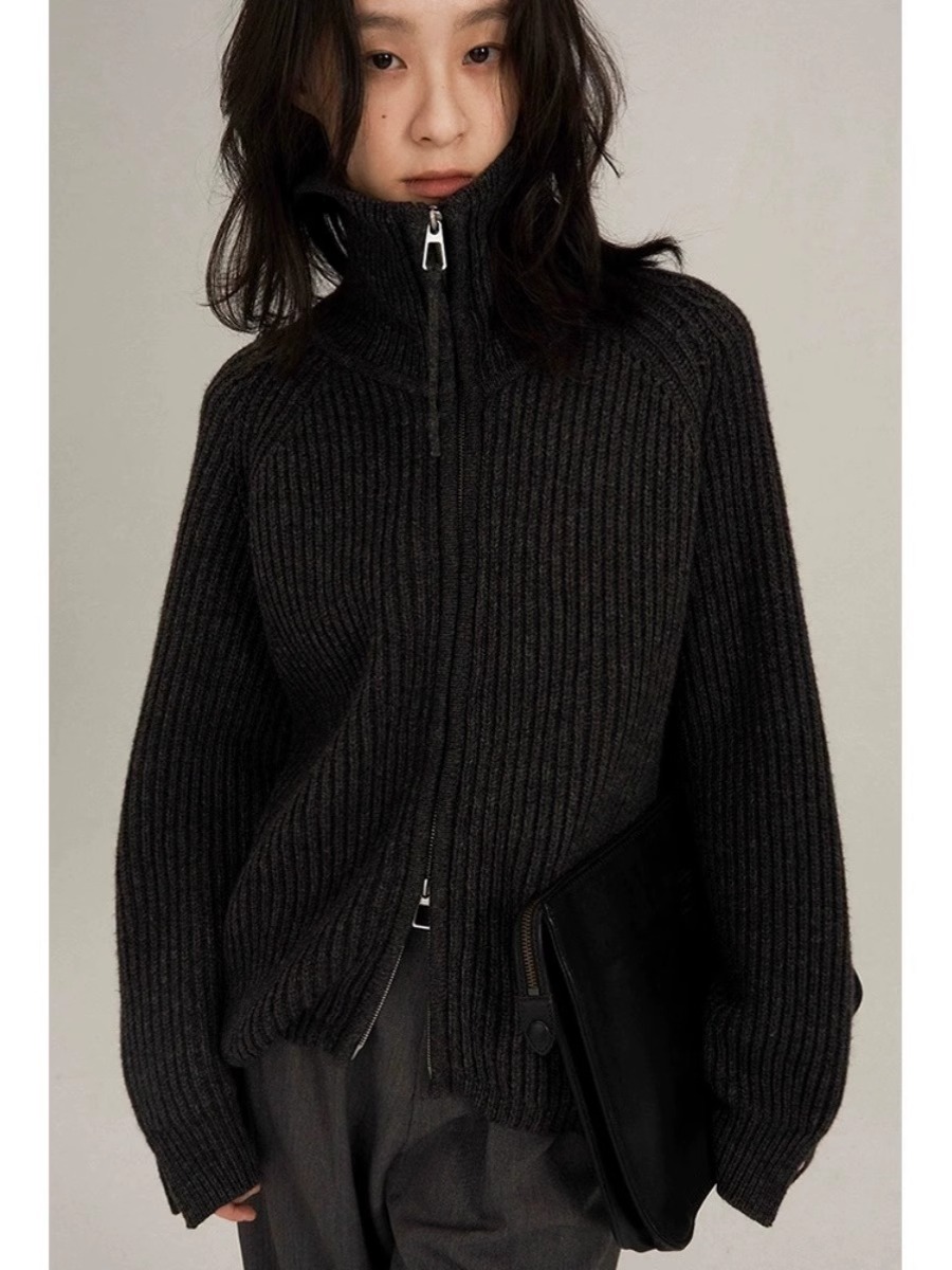 Wool Coat Peacoat - Ağır tasarım sonbahar/kış siyah yaka çift