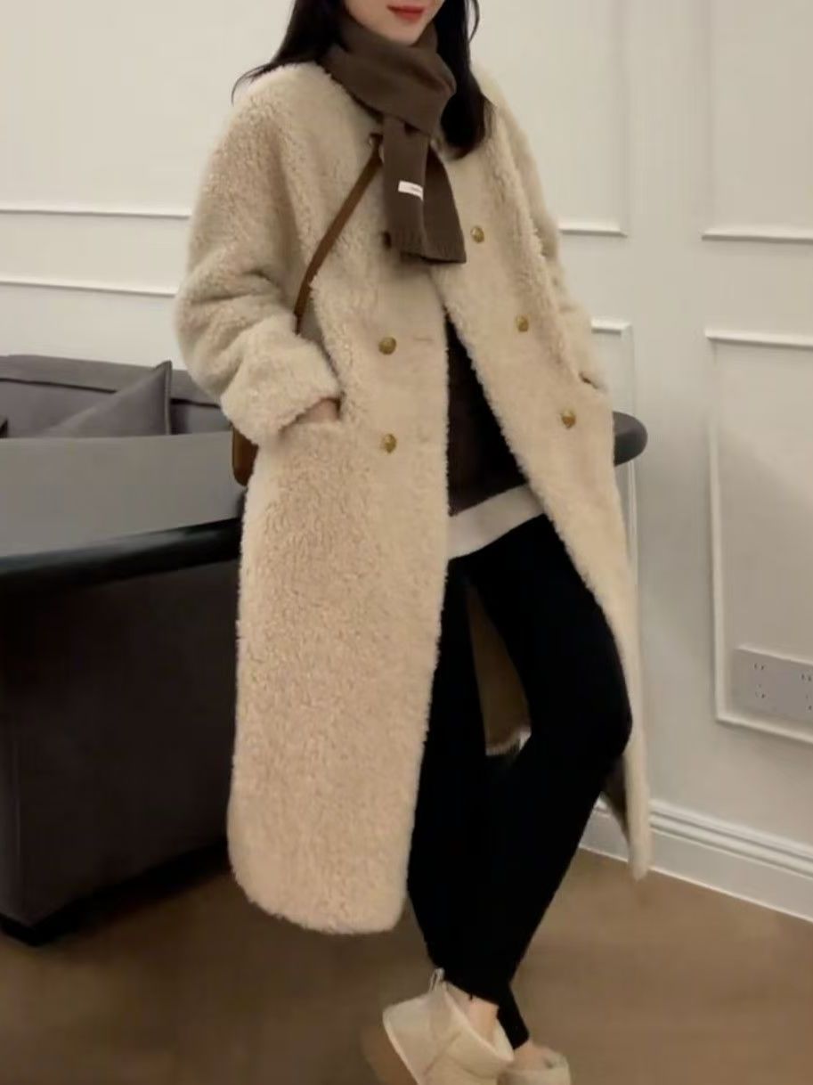 Büyük Beden Orta Boy Kuzu Kürk - Wool Coat Peacoat incelemesi ve fiyatı