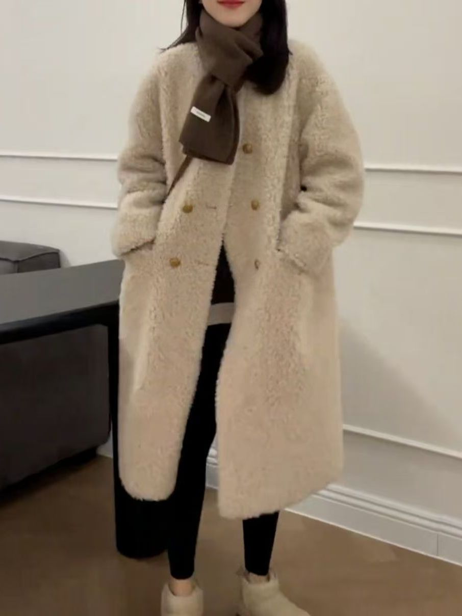 Büyük Beden Orta Boy Kuzu Kürk - Wool Coat Peacoat incelemesi ve fiyatı